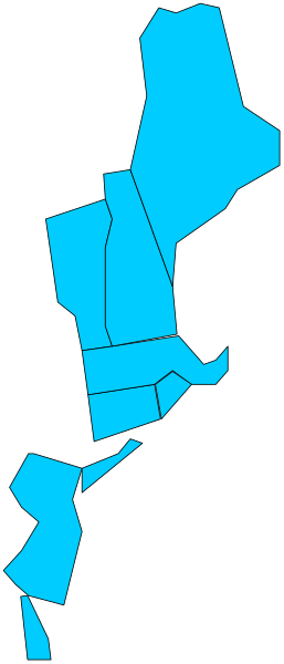 The image shows a stylized map of New York City with blue shading on it against a black background.