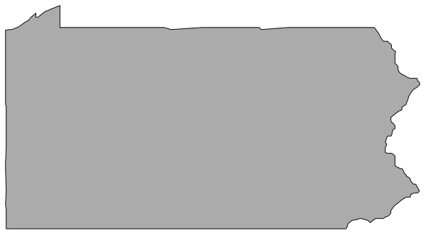 The image shows a gray map of an area with black lines indicating state boundaries; there is no text present on this clip-art graphic.