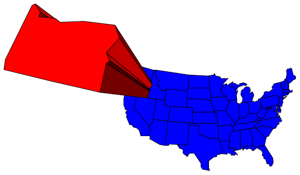 The map of a state with an overlaid red flag on it next to another smaller blue rectangle labeled "USA."