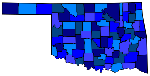 The image shows a stylized map of an area with blue shading indicating regions that have been highlighted for some purpose; there is no text present in this clip-art version to provide additional context about what those highlights represent, such as population density or election results.