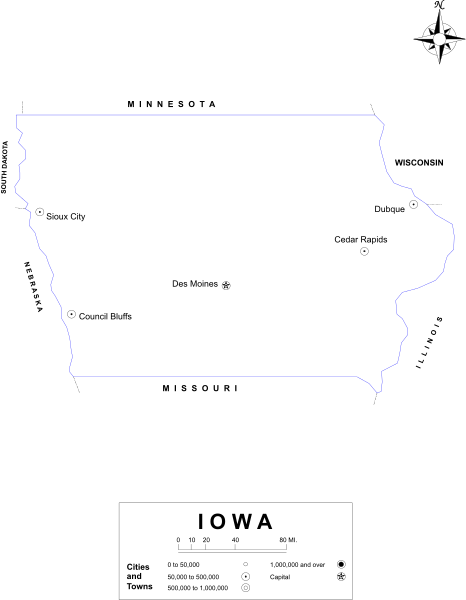 The image shows a stylized map of an area with state boundaries outlined by blue lines against a dark background; there is no text present in this clip-art representation.