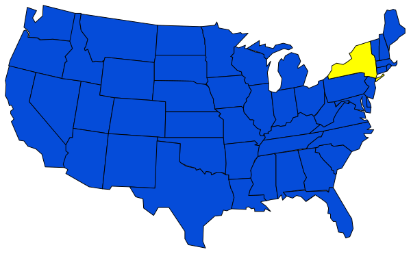 The map shows a section of the United States with states highlighted in blue; there is no text present on this portion of the image to provide additional context about specific locations within it.