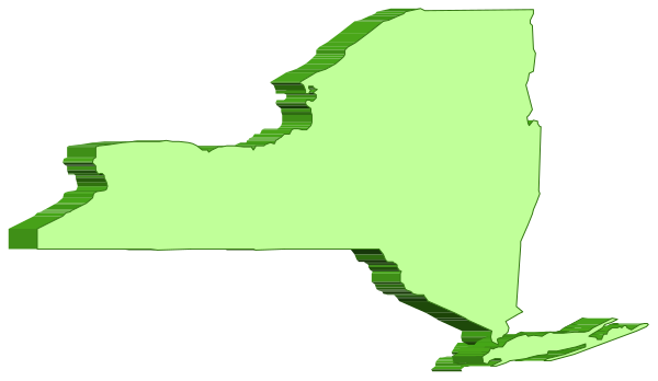 The image shows a map of New York state with parts highlighted by green coloring.