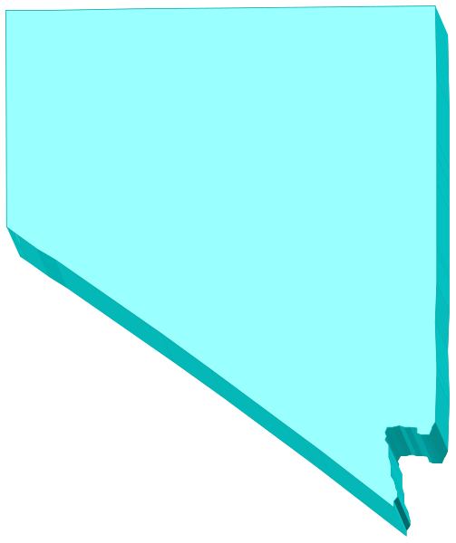 The image shows a stylized outline of Nevada with an empty speech bubble on top right corner against light blue background.