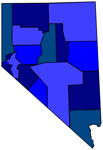 The image shows a stylized map of Nevada with blue shading indicating different areas within it; there is no text present in this clip-art version.