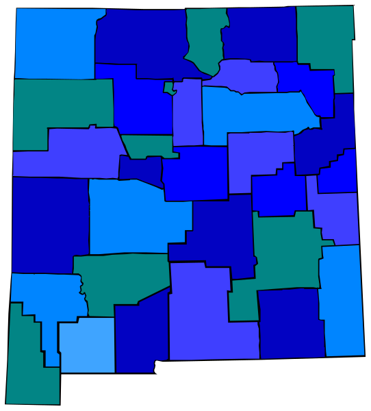 The image shows a stylized map with various colored blocks representing different areas within it; there is no text present on this clip-art version of an election district map.