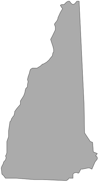 The image shows a black silhouette of Alaska on top of another state's outline against a dark background with no additional details visible in this small clip-art format.