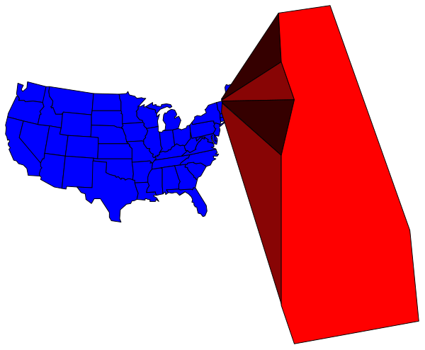 The image shows a map of the United States with two red rectangles superimposed on it; to its right is an enlarged representation of one rectangle in black against a white background.