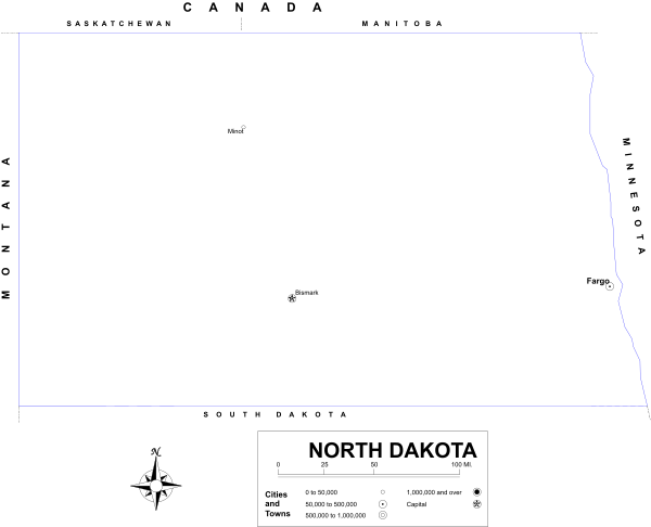 The image shows a black and white map with various geographical features such as rivers, mountains, valleys, roads, cities marked by symbols like squares for buildings and triangles for other landmarks.