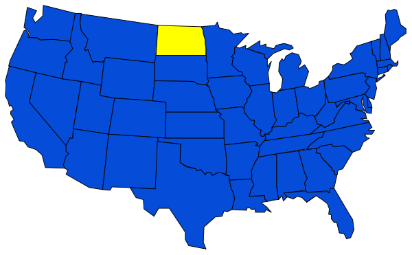 The map shows a blue state with yellow borders labeled "Wisconsin," indicating it is part of the United States within its geographical boundaries as depicted on this image.
