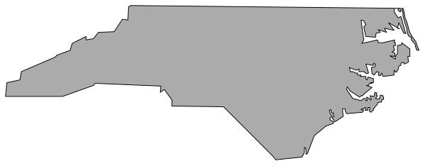 The image shows a stylized map of North Carolina with its borders outlined against a dark background; it is presented as an overlay on top of another graphic element that appears to be related to voting patterns in the state, possibly indicating areas where certain political parties have strong support or influence.