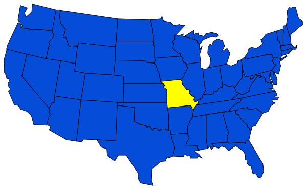 The map shows a blue state with yellow highlighting an area labeled "YOU".