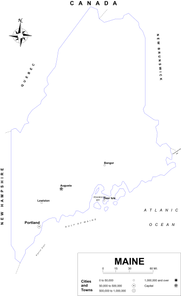The image shows a black map of an island with white borders against a gray background on top left corner.
