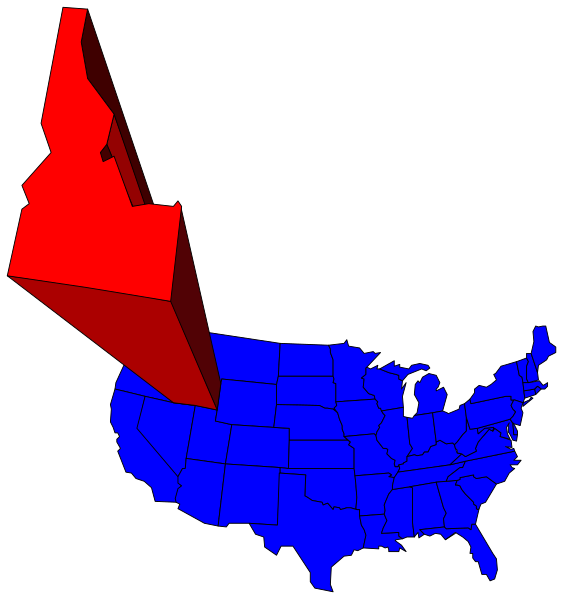 The map of Alaska on a blue background with an overlaid red rectangle labeled "Alaska."