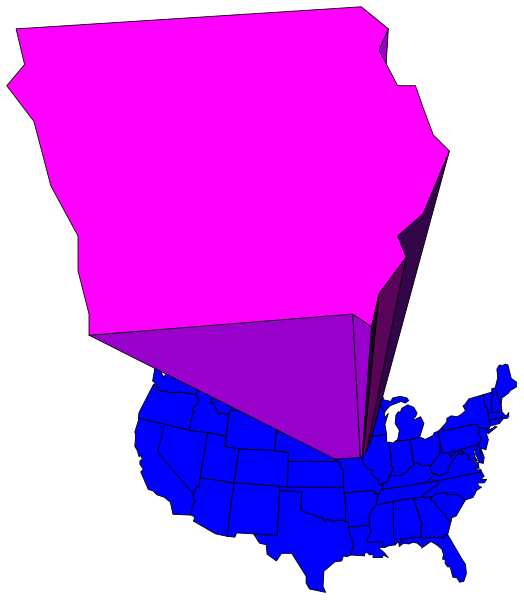 The image shows a stylized map of North America with two overlapping shapes: an area highlighted pink that is labeled "Wisconsin," indicating it's in focus; above this shape there appears to be another, larger purple-colored region which seems out of place and not part of the actual geography.