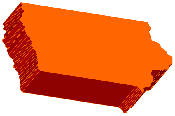 The image shows a stylized map of an area with two distinct regions highlighted: one is red and labeled "Red State," while the other is orange and labeled "Orange State."