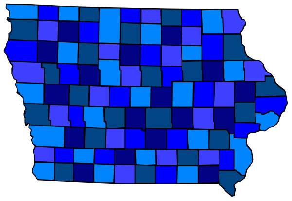 The map shows a state with blue shading indicating areas of interest or importance within that state.