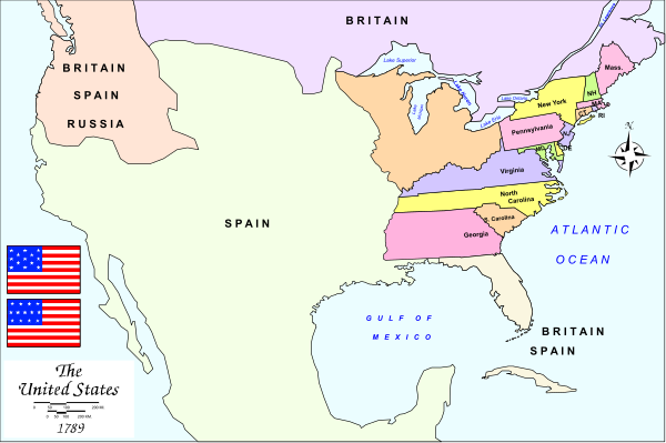 The map shows a section of North America with various countries labeled on it, including "United States," "Canada," "Mexico," and others; there is also an inset showing Europe with labels like "Britain" and "Spain."