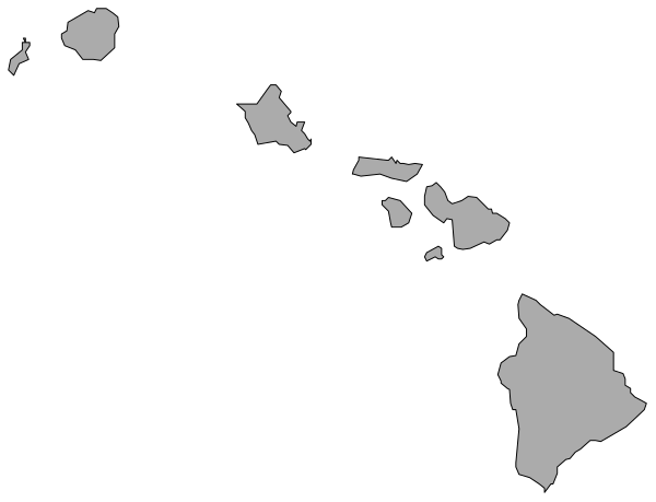 The image shows a stylized map of Hawaii with an overlay that appears to be satellite data indicating temperature anomalies across different islands in the state.