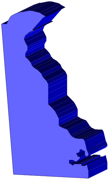 The image shows a blue map of an area with various landmarks labeled on it.