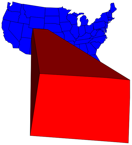 The image shows a map of the United States with an overlaid red rectangle that is labeled "Red State."