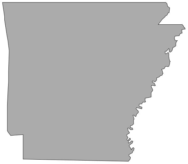The image shows a map of Arkansas with an overlay that obscures part of it; there is no text present on this clip-art version.