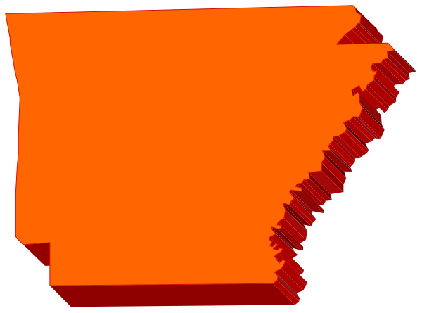 The image shows a red state outline with an orange background on top of it.