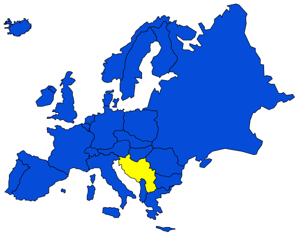 The map shows Europe with a focus on France highlighted by yellow squares; it is overlaid onto an electronic device displaying "0" at its center.