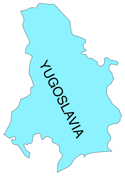 The map shows a region labeled "Yugoslavia" with its capital city indicated by text on it.