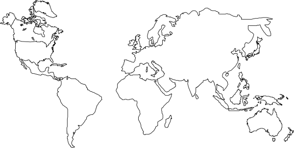 The image shows a world map with countries labeled on it against a black background.