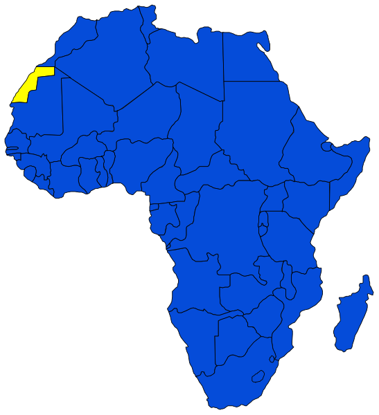 The map of Africa with a highlighted country on it.