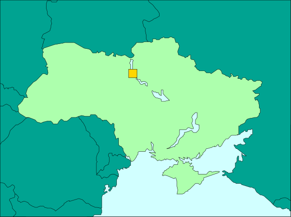The map shows a country with borders labeled "RUSSIA" on it, indicating its geographical location within Europe.