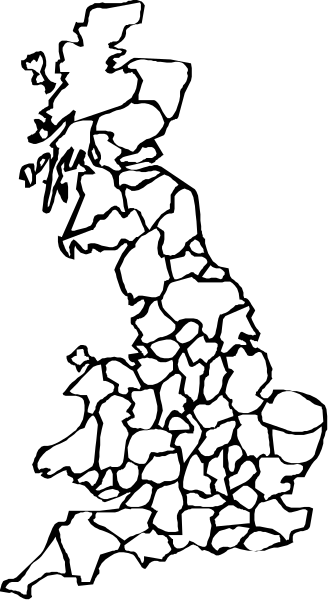 The black and white map of England with a crackle texture overlaying it on top half.