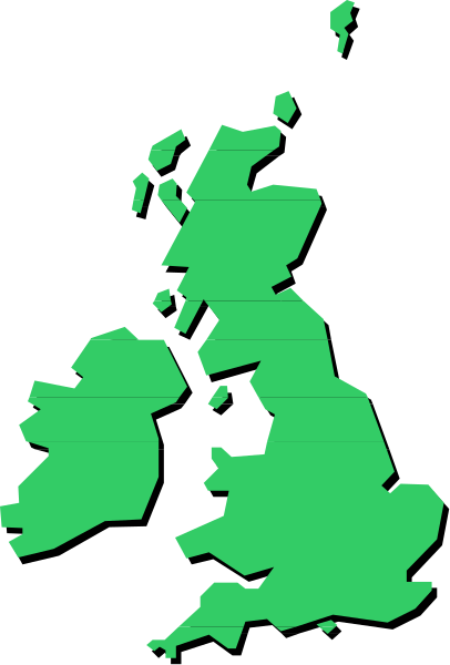 The image shows a stylized map of Europe with green shading on parts that appear to be landmasses such as England, Scotland, Ireland, France, Spain, Portugal, Germany, Italy, Austria, and Switzerland; it is set against a dark background.