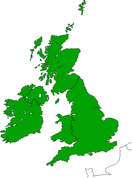 The map shows a stylized representation of Europe with green areas indicating landmasses such as Great Britain (UK) in shades of darker to lighter greens; it is overlaid on top of an image that appears to be satellite data, showing various patterns and shapes across the continent.