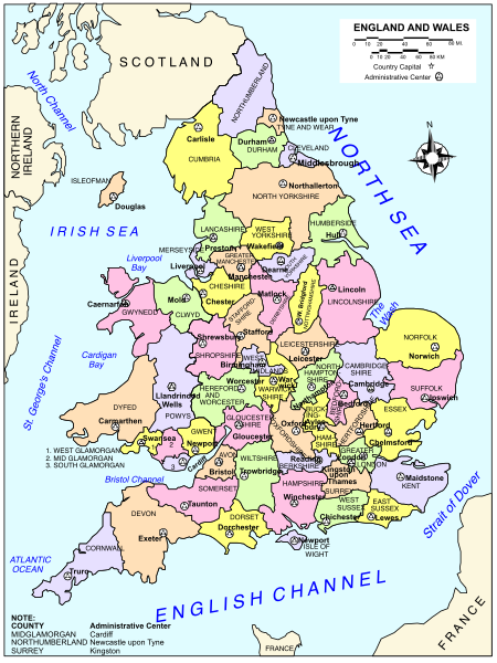 The map shows a colorful representation of England with various regions labeled such as "England," "Scotland," "Wales," etc., indicating different areas within Great Britain.
