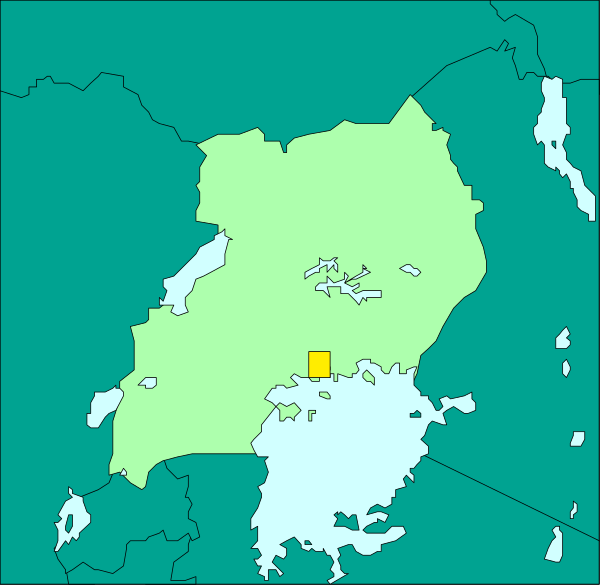 The map shows a region with two distinct areas of land: green for water bodies (lakes) and yellow for dry terrain; there is one small island in blue at bottom right corner surrounded by white dots, which could represent towns or cities within this area.