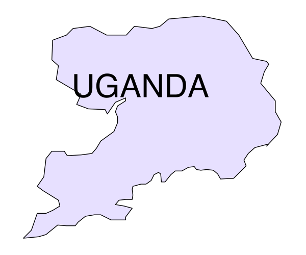 The map shows Uganda with a purple outline indicating its borders within Africa.
