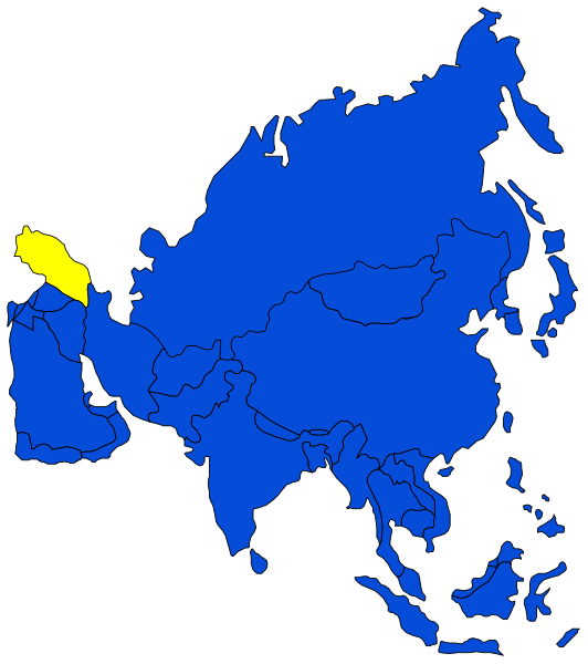 The map shows a stylized representation of countries with blue shading indicating areas that have been affected by an event such as droughts or floods; there is no specific action depicted in this image.
