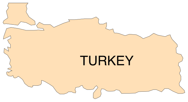 The map shows a stylized representation of Turkey with its borders outlined against an unidentified background.