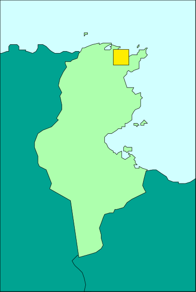 The map shows a country with its capital marked by an orange square on it.