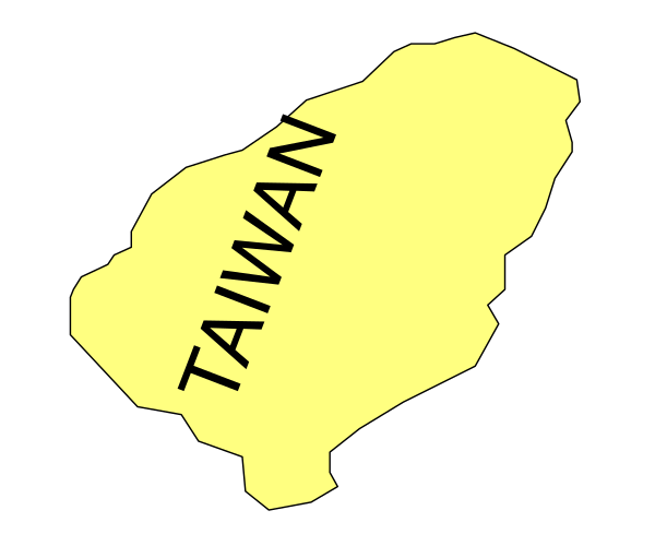 The image shows a stylized map of Taiwan with its capital Taipei labeled on it.