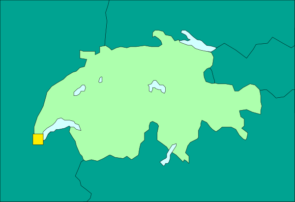 The image shows a stylized map with geographical features such as landmasses, water bodies like lakes and rivers, roads connecting different areas of the country, and some small icons representing towns or cities within this fictional landscape. There is also an inset that appears to be a smaller version of the same map but without any textures on it, providing more detail about specific regions highlighted by color blocks with numbers inside them. The overall style suggests a simplified representation commonly used for educational purposes such as teaching geography or planning routes within countries and continents.