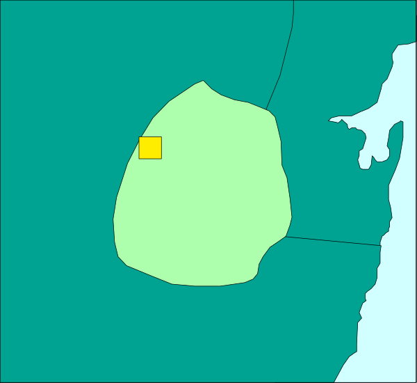 The image shows a map with an overlaid heatmap that highlights areas of interest within it.
