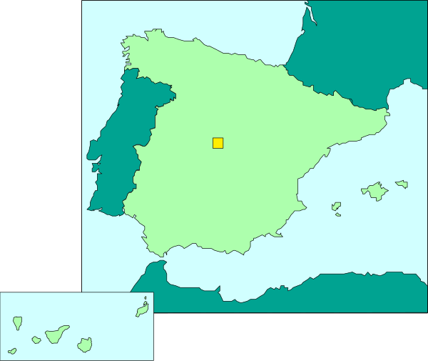 The map shows a country with its capital marked by an icon representing Spain's flagship ship "Santa Maria".