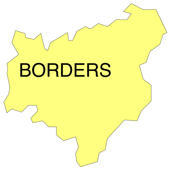 The image shows a stylized map with two regions labeled "Borders" on it against a white background.