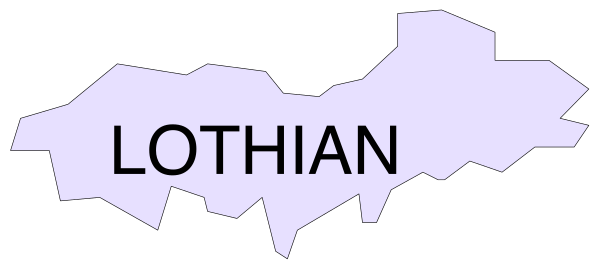 The image shows a map with "Lothian" written on it next to an area labeled as LOTHIAN.