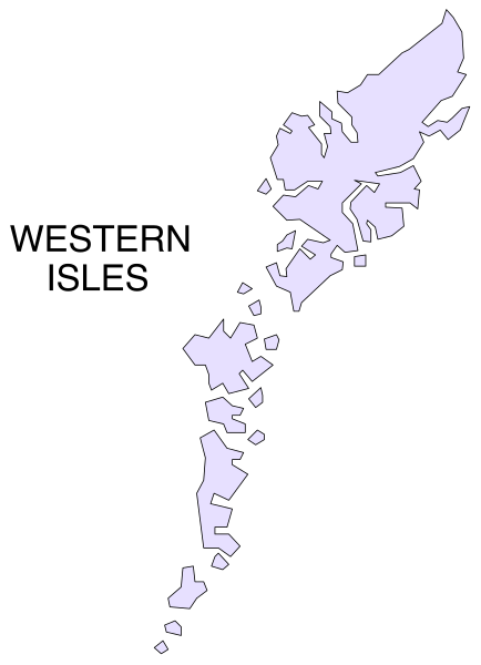 The map shows Western Isles with a purple outline around it on a white background.