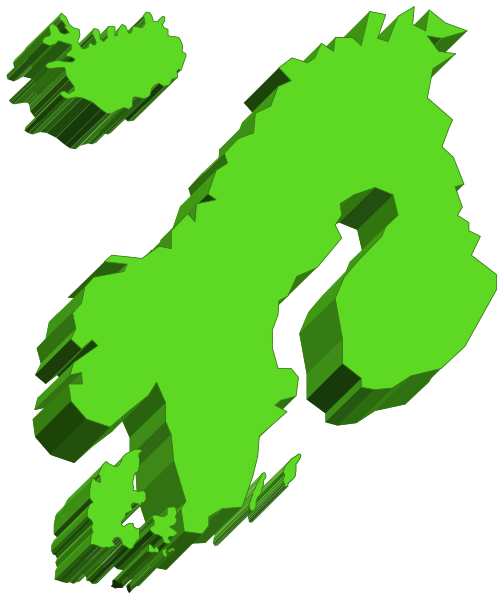 The image shows a stylized map of Iceland with two distinct areas highlighted: Reykjavík is in green while another area appears to be underwater due to melting ice caps.
