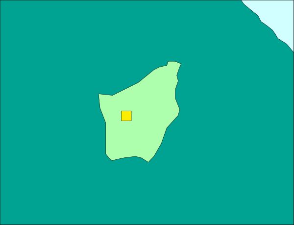 The image shows a map with an overlaid green rectangle highlighting part of it; there is also a small yellow square in one corner labeled "YOUR LOCATION."